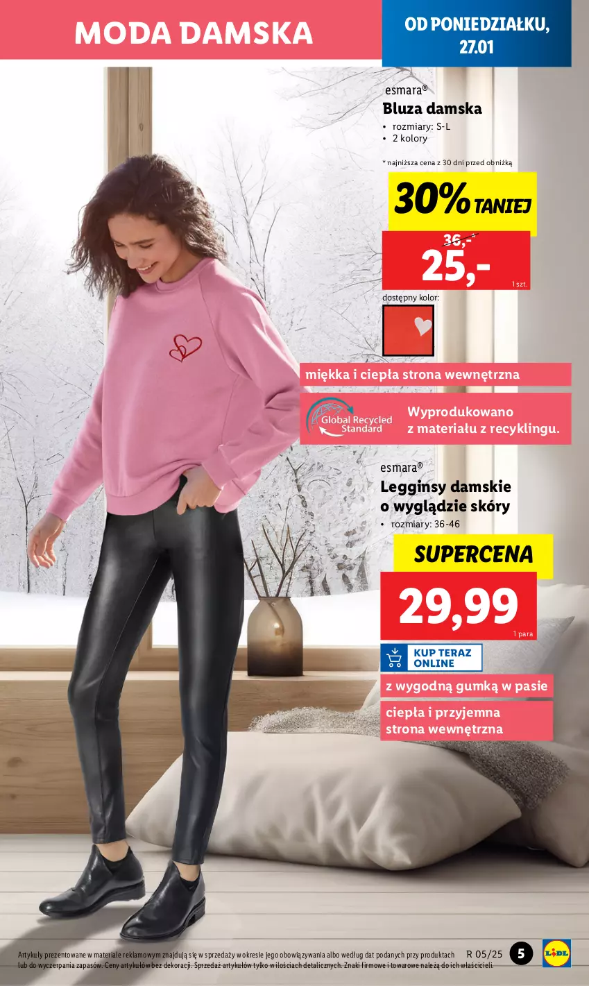 Gazetka promocyjna Lidl - GAZETKA - ważna 27.01 do 01.02.2025 - strona 5 - produkty: Bluza, Gin, Legginsy, Moda