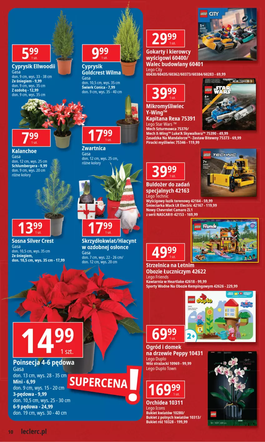 Gazetka promocyjna E Leclerc - ważna 03.12 do 15.11.2024 - strona 10 - produkty: Bukiet, Buldożer, Cyprysik, Hiacynt, Kalanchoe, LEGO, LEGO Duplo, LEGO Friends, LEGO Star Wars, LEGO Technic, Poinsecja, Por, Ser, Sos, Sport, Sporty wodne, Star Wars, Wóz strażacki, Znicz