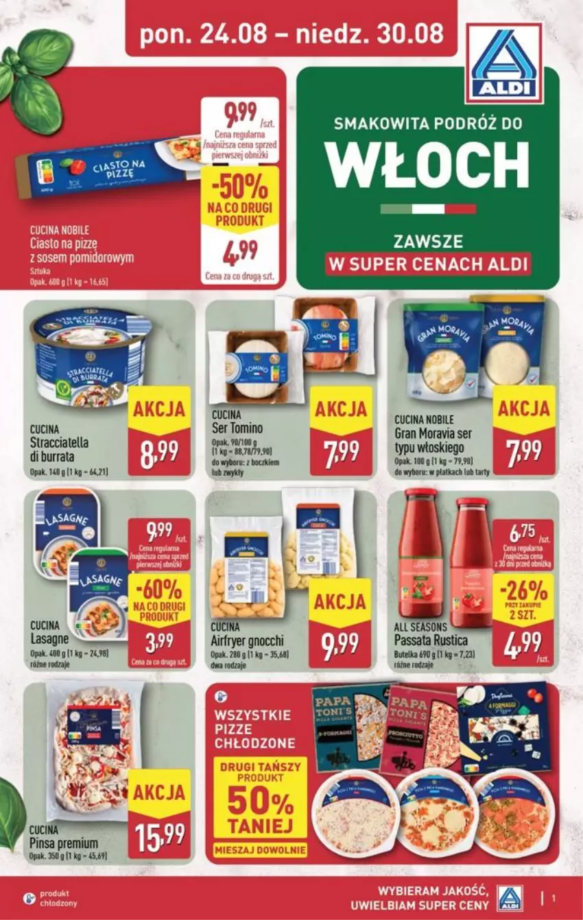 Gazetka promocyjna Aldi - Smakowita podróż do Włoch - ważna 24.08 do 30.08.2026 - strona 1 - produkty: All Seasons, Burrata, Gnocchi, Gra, Lasagne, Rust, Ser