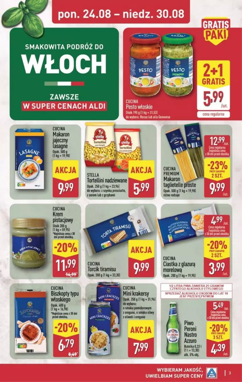 Gazetka promocyjna Aldi - Smakowita podróż do Włoch - ważna 24.08 do 30.08.2026 - strona 3 - produkty: Ciastka, Fa, Krakersy, Lazur, Makaron, Ser, Smakowita