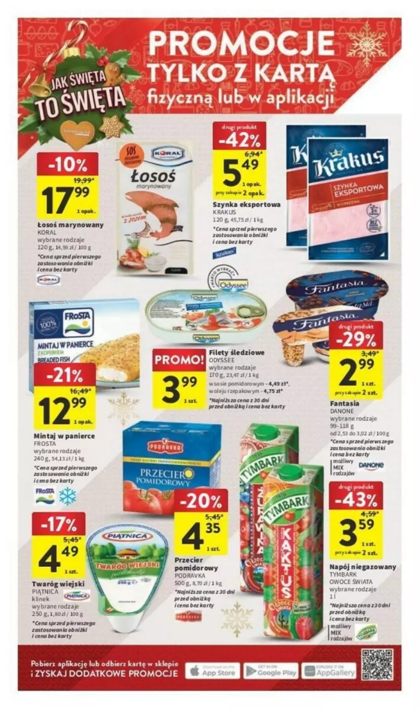 Gazetka promocyjna Intermarche - ważna 14.12 do 18.12.2023 - strona 4 - produkty: Danone, Fa, Fanta, LANA, Mintaj, Owoce, Piątnica, Por, Sos, Sport, Szynka, Twaróg, Tymbark