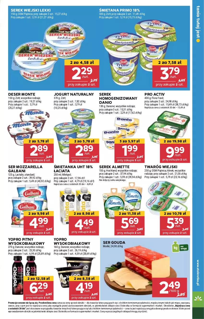 Gazetka promocyjna Stokrotka - Market - ważna 13.02 do 19.02.2025 - strona 9 - produkty: Almette, Danio, Deser, Galbani, Gouda, Jogurt, Jogurt naturalny, Mięso, Monte, Mozzarella, Owoce, Piątnica, Ser, Serek, Serek homogenizowany, Serek wiejski, Sok, Twaróg, Warzywa, Zott