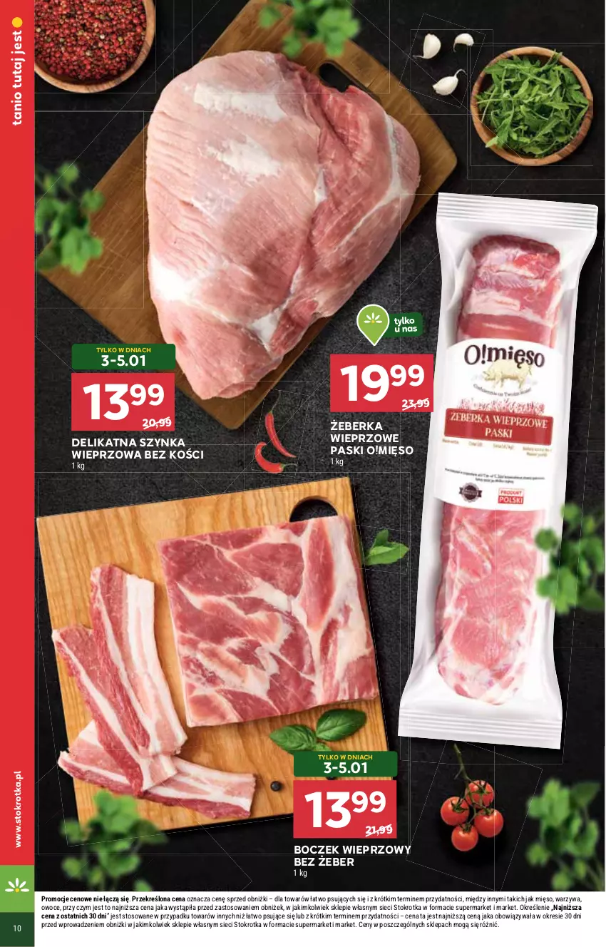 Gazetka promocyjna Stokrotka - Supermarket - ważna 05.01 do 07.01.2026 - strona 10 - produkty: Boczek, Boczek wieprzowy, Mięso, Owoce, Szynka, Szynka wieprzowa, Warzywa