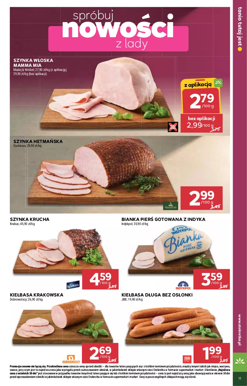 Gazetka promocyjna Stokrotka - Supermarket - ważna 05.01 do 07.01.2026 - strona 11 - produkty: Bianka, Kiełbasa, Kiełbasa krakowska, Krakus, Mięso, Owoce, Szynka, Warzywa