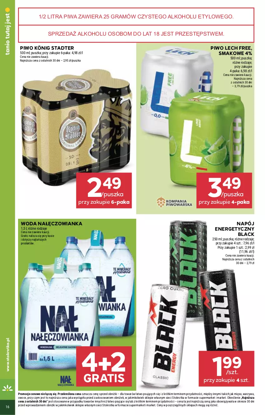 Gazetka promocyjna Stokrotka - Supermarket - ważna 05.01 do 07.01.2026 - strona 16 - produkty: Gra, König, Lack, Mięso, Nałęczowianka, Napój, Napój energetyczny, Owoce, Piwa, Piwo, Warzywa, Woda