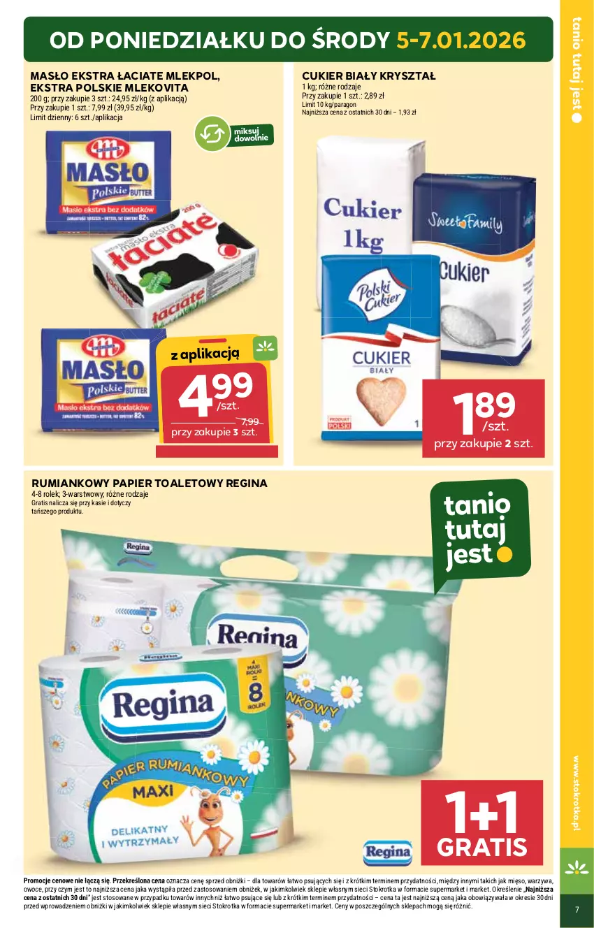 Gazetka promocyjna Stokrotka - Supermarket - ważna 05.01 do 07.01.2026 - strona 7 - produkty: Cukier, Gin, Gra, Masło, Mięso, Mleko, Mlekovita, Owoce, Papier, Papier toaletowy, Rum, Warzywa