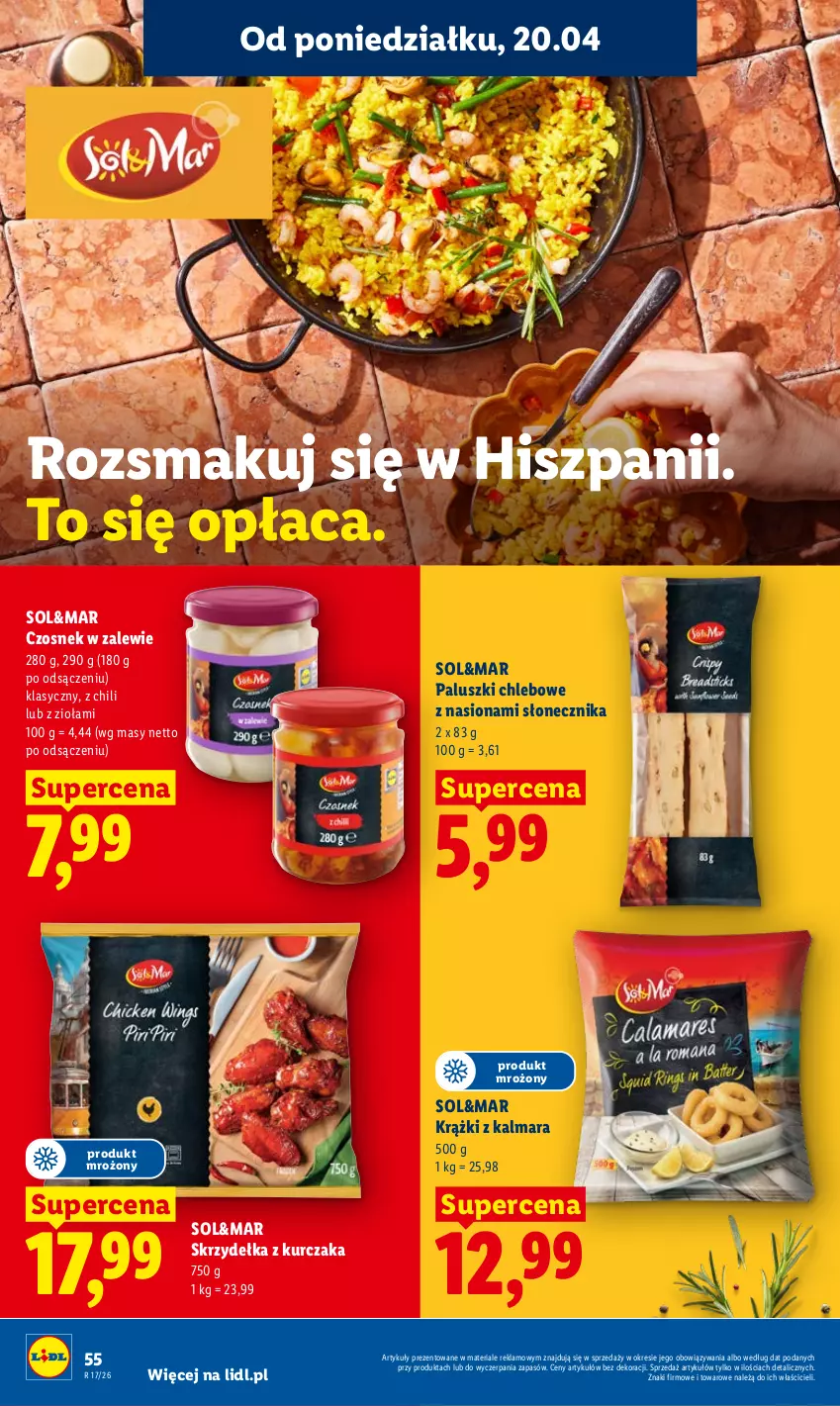 Gazetka promocyjna Lidl - Gazetka ważna od 20.04 do 22.04 - ważna 20.04 do 22.04.2026 - strona 56 - produkty: Chleb, Czosnek, Kalmar, Kurczak, Skrzydełka z kurczaka