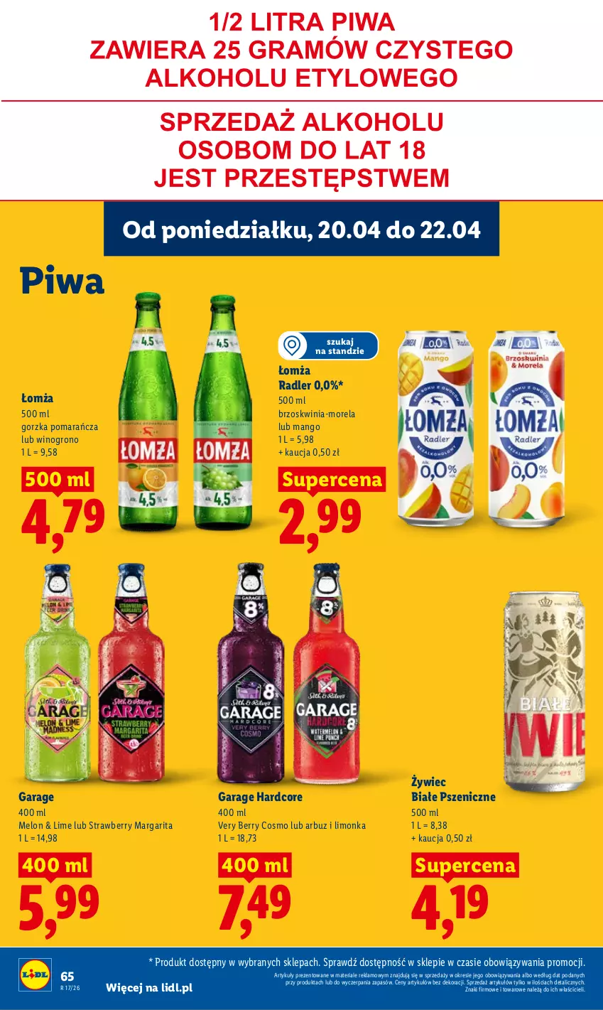 Gazetka promocyjna Lidl - Gazetka ważna od 20.04 do 22.04 - ważna 20.04 do 22.04.2026 - strona 68 - produkty: Arbuz, Limonka, Mango, Melon, Morela, Piwa, Radler, Wino