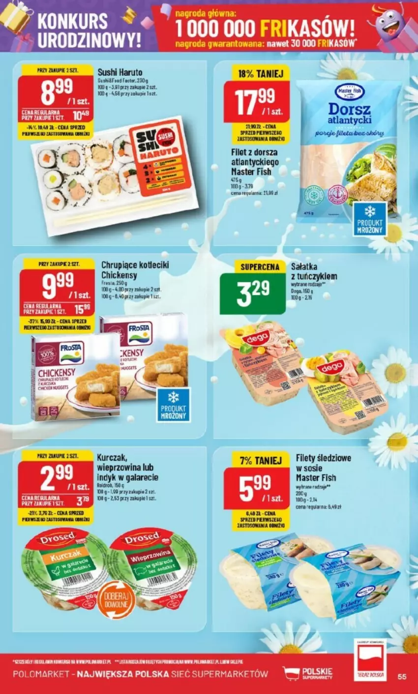 Gazetka promocyjna PoloMarket - ważna 25.09 do 01.10.2024 - strona 51 - produkty: Dorsz, Fa, Gala, Kurczak, Por, Sałat, Sałatka, Sos, Sushi, Wieprzowina