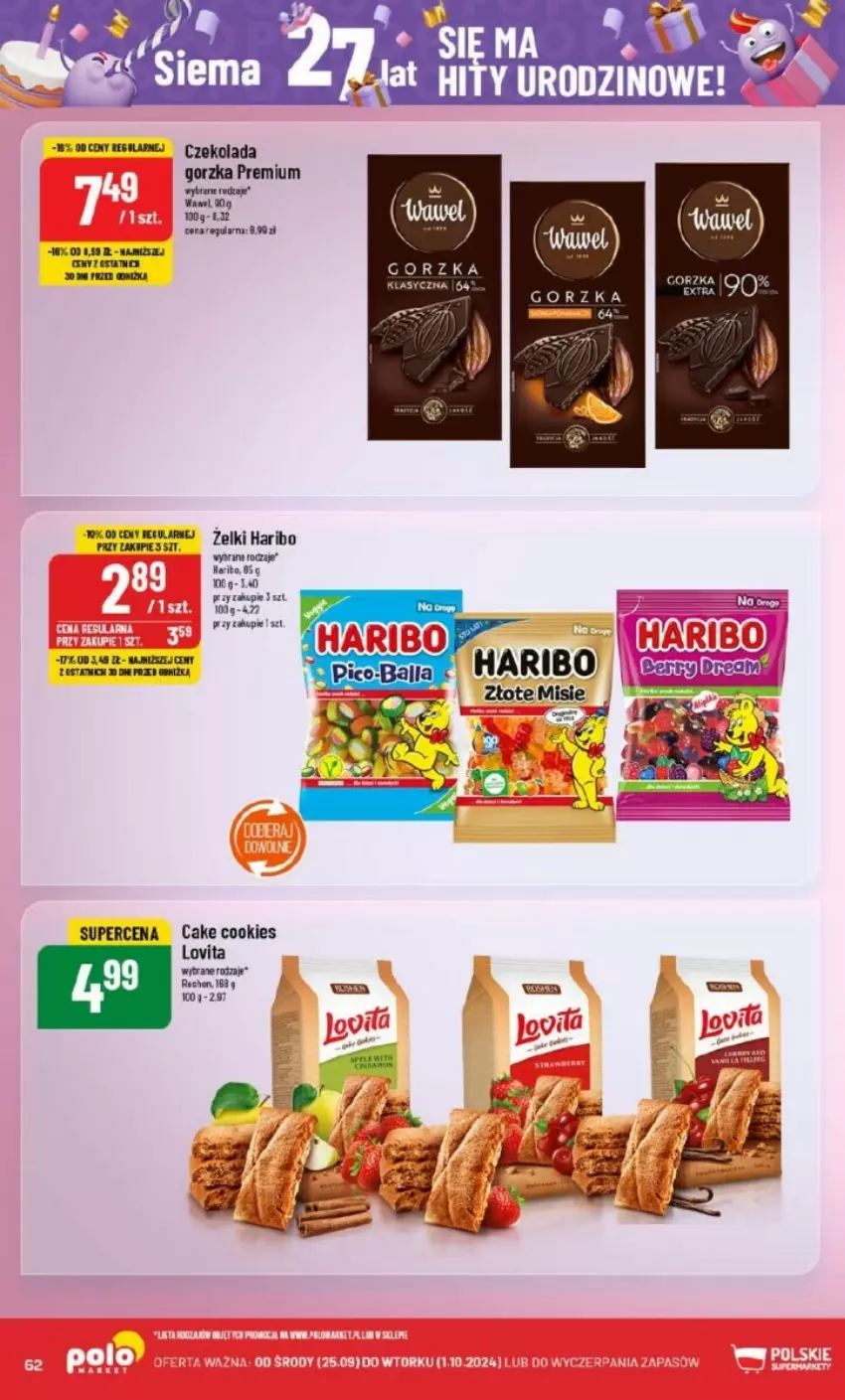 Gazetka promocyjna PoloMarket - ważna 25.09 do 01.10.2024 - strona 59 - produkty: Czekolada, Czekolada gorzka, Haribo, LG, Lovi, Tran, Wawel