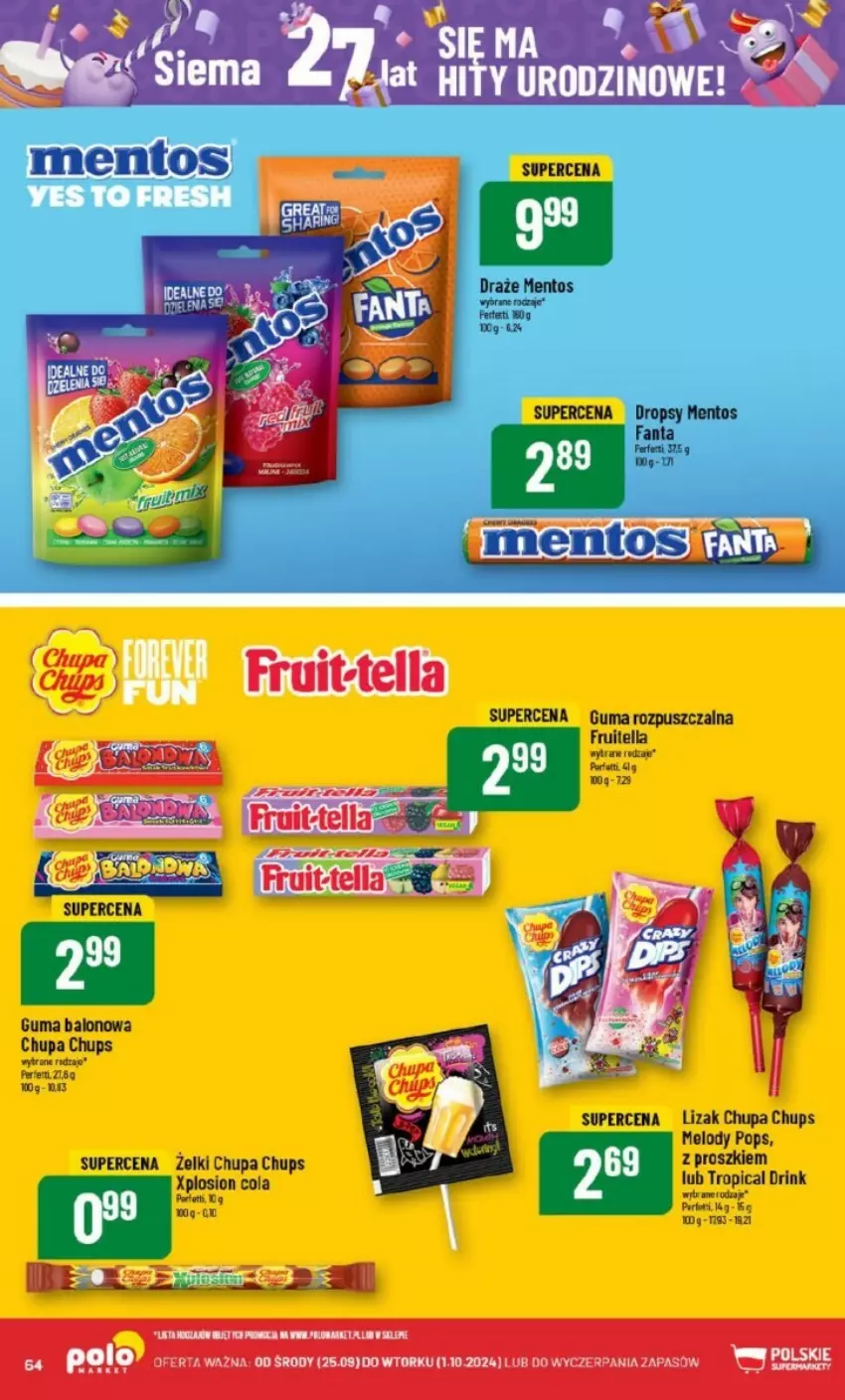 Gazetka promocyjna PoloMarket - ważna 25.09 do 01.10.2024 - strona 61 - produkty: Chupa Chups, Fa, Fanta, Gin, Guma rozpuszczalna, LG, Lody, Mentos, Por, Tropical