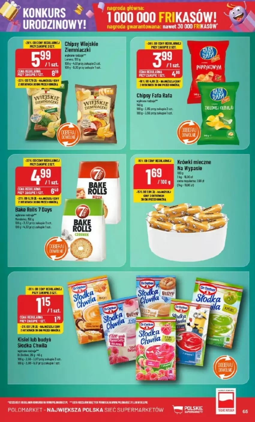 Gazetka promocyjna PoloMarket - ważna 25.09 do 01.10.2024 - strona 62 - produkty: 7 Days, Bake Rolls, Budyń, Chipsy, Fa, Kisiel, Krówki mleczne, Pizza, Słodka Chwila, Tran