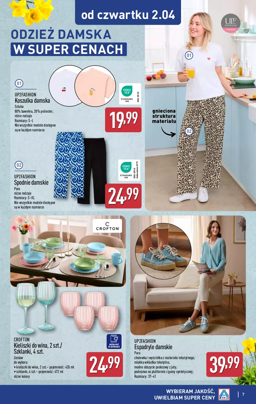 Gazetka promocyjna Aldi - Artykuły przemysłowe i tekstylia - ważna 31.03 do 02.04.2026 - strona 7 - produkty: Fa, Kosz, Koszulka, Lanki, Spodnie, Wełna