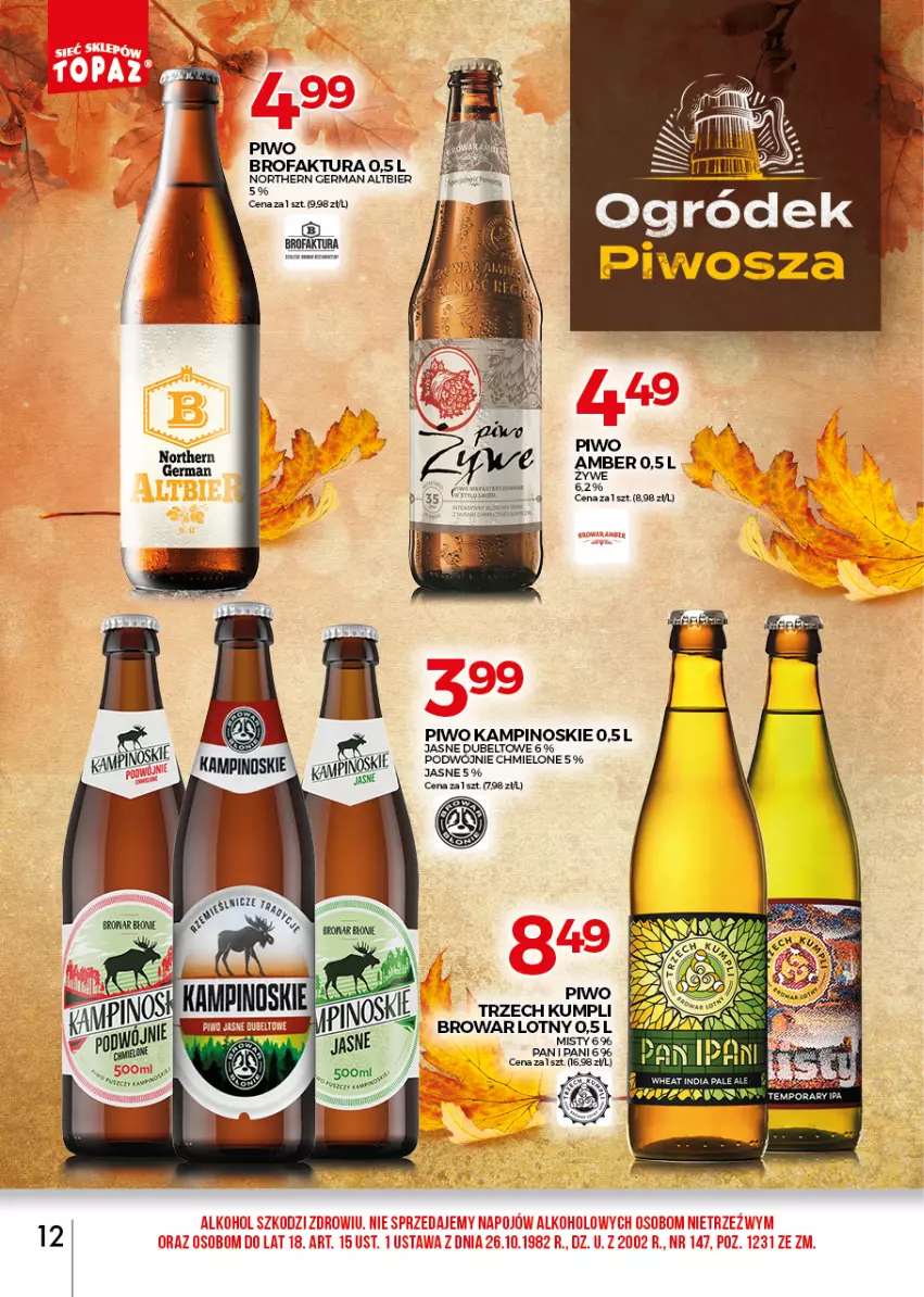 Gazetka promocyjna Topaz - Gazetka - ważna 01.11 do 30.11.2021 - strona 12 - produkty: Fa, Piwo