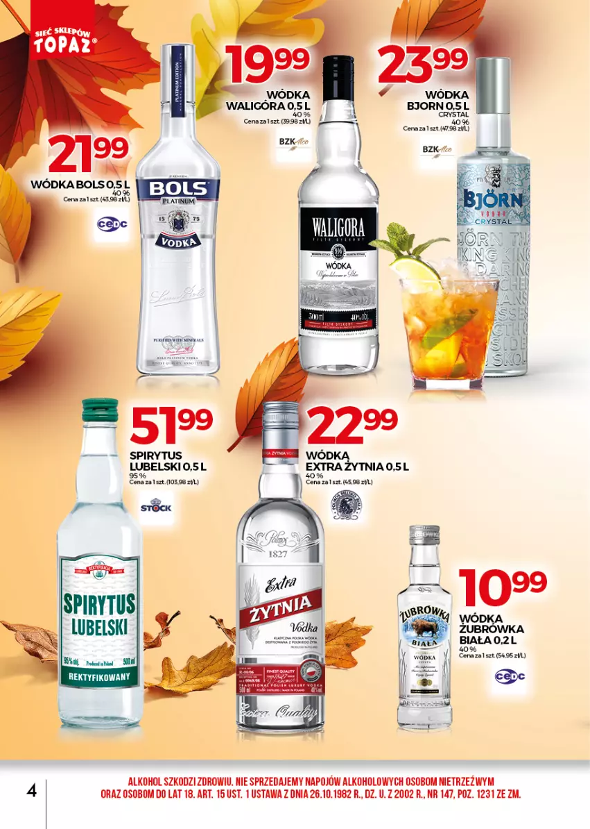 Gazetka promocyjna Topaz - Gazetka - ważna 01.11 do 30.11.2021 - strona 4 - produkty: Bols, Wódka