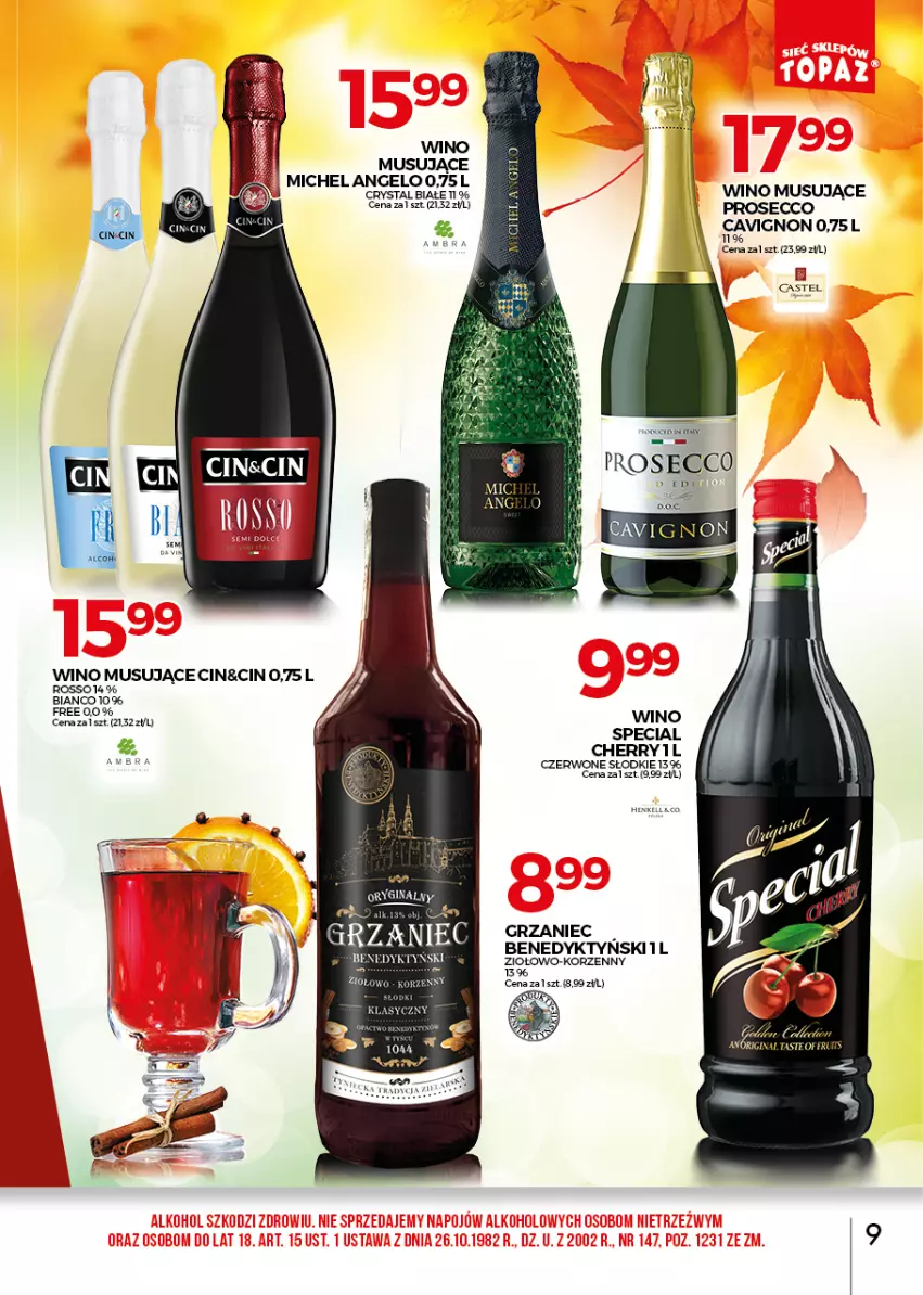 Gazetka promocyjna Topaz - Gazetka - ważna 01.11 do 30.11.2021 - strona 9 - produkty: Mus, Prosecco, Wino, Wino musujące