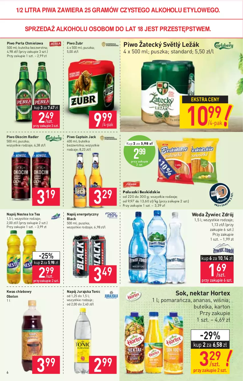 Gazetka promocyjna Stokrotka - Market - ważna 04.03 do 10.03.2021 - strona 6 - produkty: Ananas, Beskidzki, Captain Jack, Chleb, Gra, Hortex, Ice tea, Koc, Lack, Napój, Napój energetyczny, Nektar, Nestea, Okocim, Perła, Piwa, Piwo, Radler, Sok, Woda