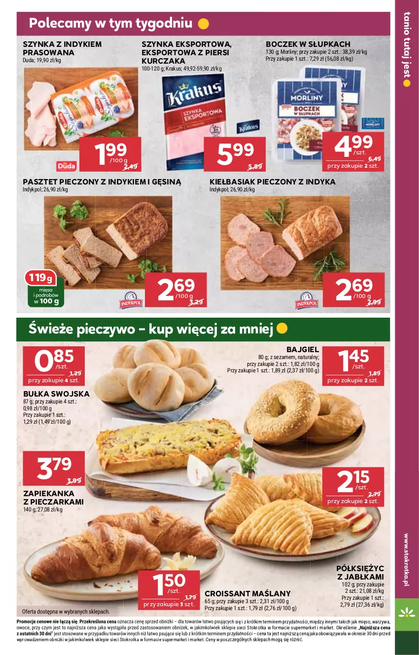 Gazetka promocyjna Stokrotka - Supermarket - ważna 03.07 do 09.07.2025 - strona 15 - produkty: Basia, Boczek, Bułka, Croissant, Duda, Jabłka, Krakus, Kurczak, Mięso, Morliny, Owoce, Pasztet, Piec, Pieczarka, Pieczywo, Por, Sezam, Sport, Szynka, Warzywa, Zapiekanka
