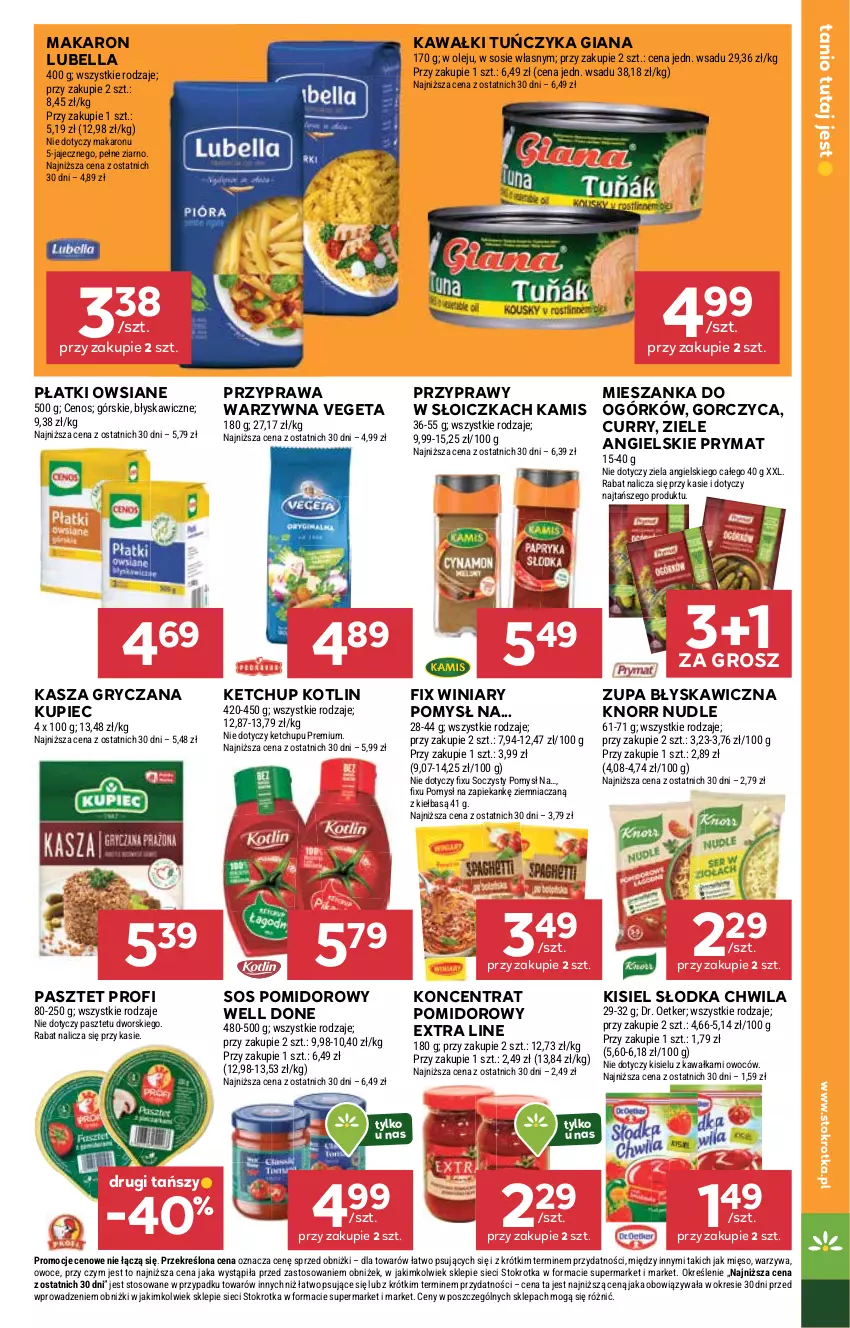 Gazetka promocyjna Stokrotka - Supermarket - ważna 03.07 do 09.07.2025 - strona 19 - produkty: Bell, Bella, Cenos, Dr. Oetker, Gry, Kamis, Kasza, Kasza gryczana, Kawa, Ketchup, Kisiel, Knorr, Koncentrat pomidorowy, Kotlin, Kupiec, Lubella, Makaron, Mięso, Olej, Owoce, Pasztet, Piec, Płatki owsiane, Prymat, Przyprawy, Słodka Chwila, Sos, Sos pomidorowy, Tuńczyk, Vegeta, Warzywa, Winiary, Zupa