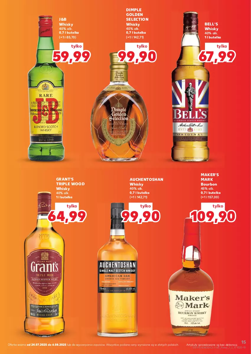 Gazetka promocyjna Kaufland - Barek Kauflandu - ważna 24.07 do 06.08.2025 - strona 15 - produkty: Bell, Bourbon, Dimple Golden Selection, Gra, Whisky
