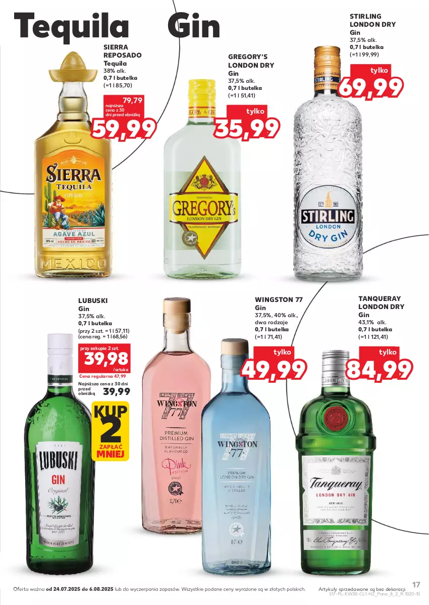 Gazetka promocyjna Kaufland - Barek Kauflandu - ważna 24.07 do 06.08.2025 - strona 17 - produkty: Gin, Tequila, Wingston 77