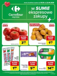 Gazetka promocyjna Carrefour - Gazetka Express w SUMIE ekspresowe zakupy - Gazetka - ważna od 22.06 do 22.06.2026 - strona 1 - produkty: Brit, Ziemniaki, Lody, Zielona Budka, Pomidory, Milka