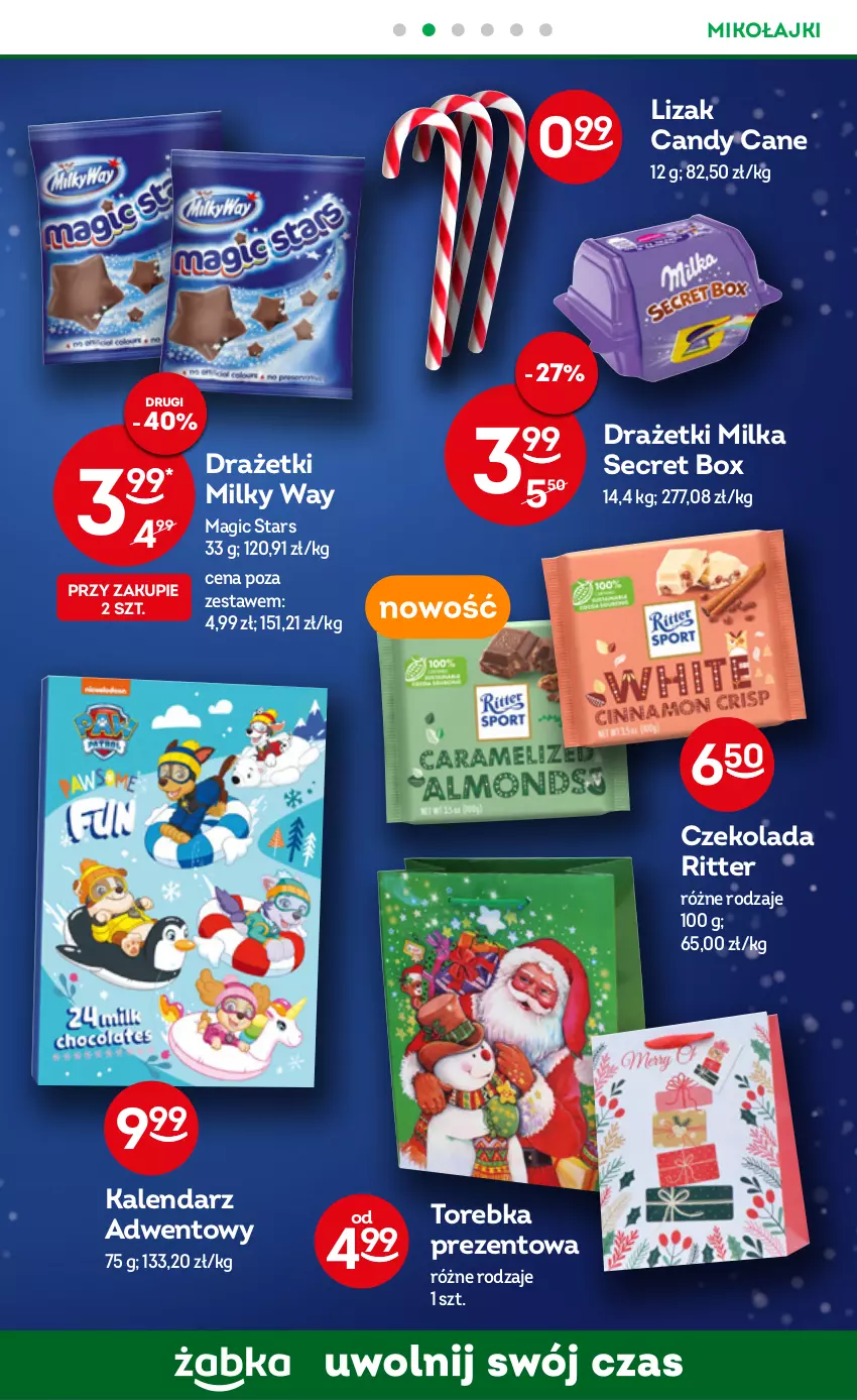 Gazetka promocyjna Żabka - ważna 23.11 do 29.11.2022 - strona 9 - produkty: Candy, Czekolada, Kalendarz, Kalendarz adwentowy, Milka, Milky Way, Torebka