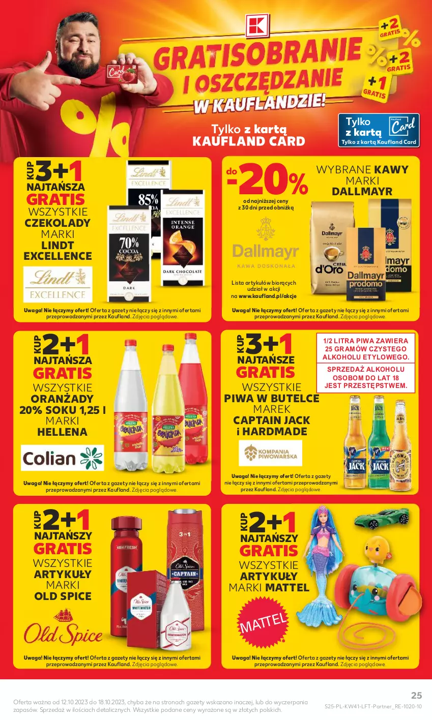 Gazetka promocyjna Kaufland - Gazetka tygodnia - ważna 12.10 do 18.10.2023 - strona 25 - produkty: Captain Jack, Dallmayr, Gra, Hellena, Lindt, Mattel, Old Spice, Piwa, Sok, Waga