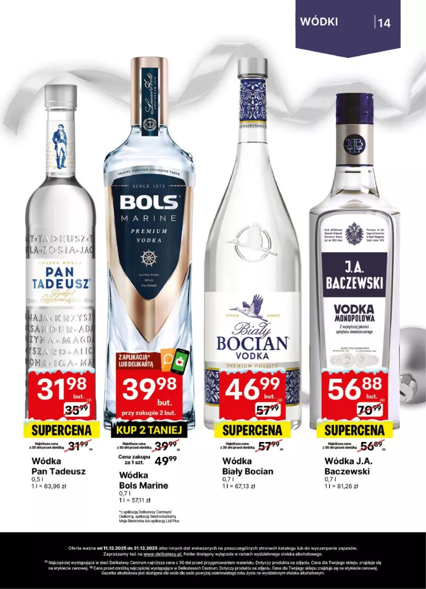 Gazetka promocyjna Delikatesy Centrum - Delibarek DC50-DC51-DC52 - ważna 11.12 do 31.12.2025 - strona 14 - produkty: Biały Bocian, Bols, Jaja, Rama, Rum, Wódka