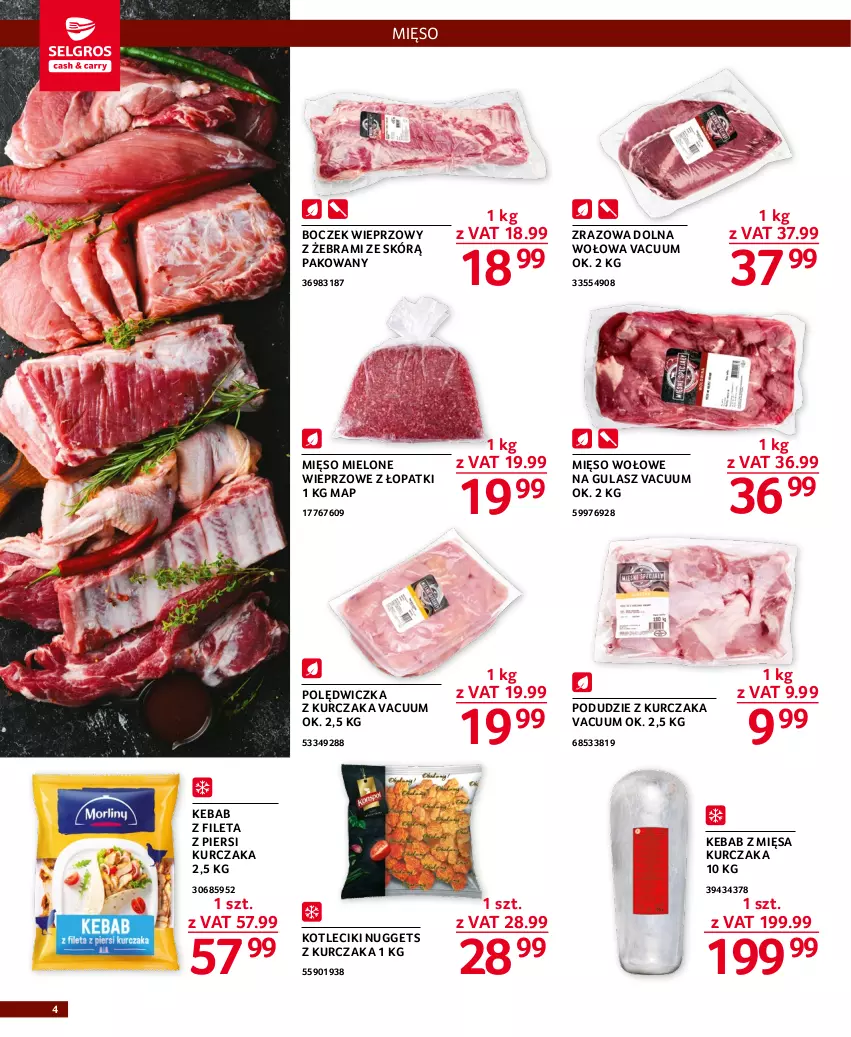 Gazetka promocyjna Selgros - Oferta gastronomiczna - ważna 02.03 do 15.03.2023 - strona 4 - produkty: Boczek, Boczek wieprzowy, Kebab, Kurczak, Mięso, Mięso mielone, Mięso wołowe, Nuggets z kurczaka, Podudzie z kurczaka