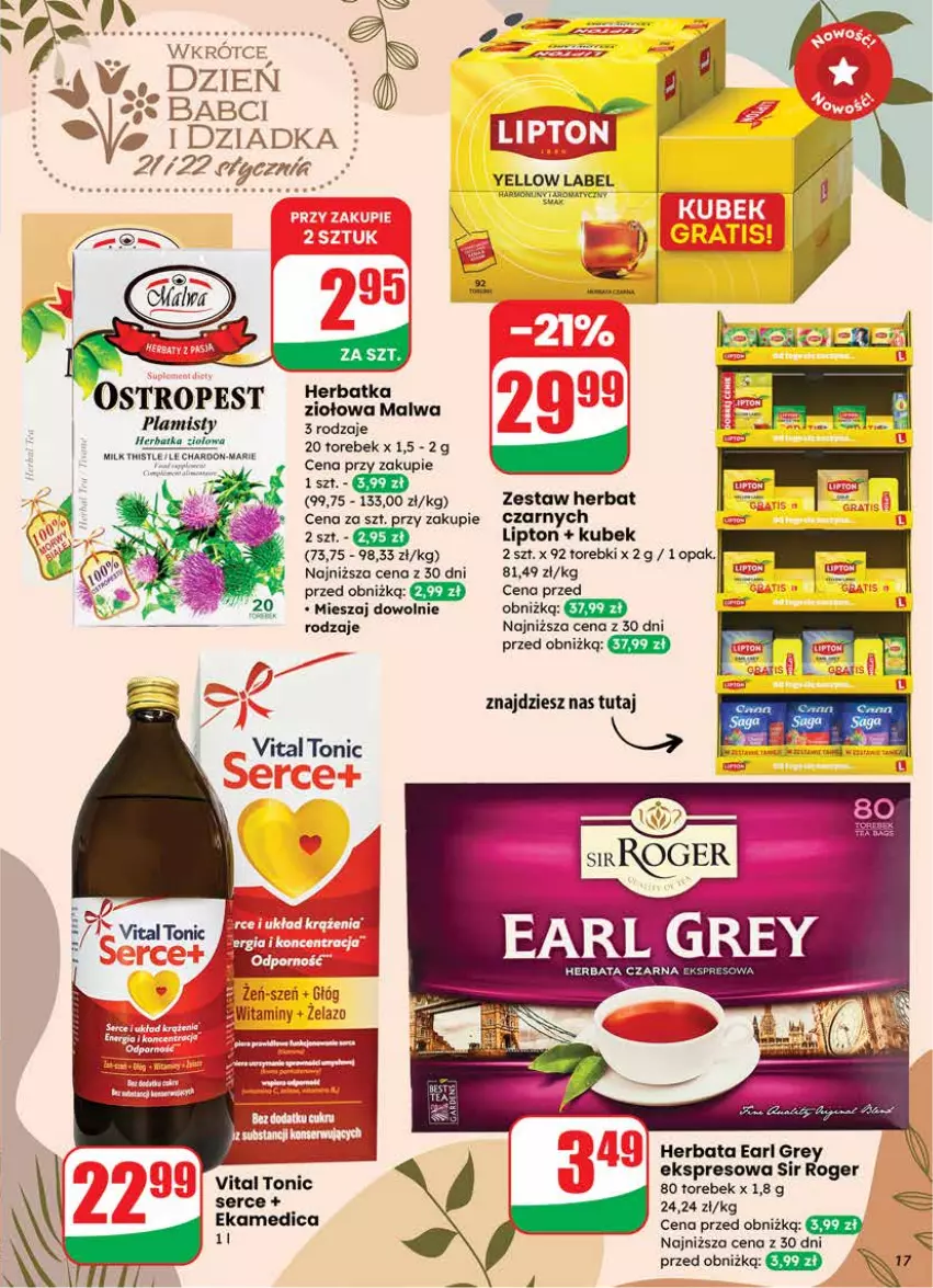 Gazetka promocyjna Dino - Gazetka 03 / 2026 - ważna 14.01 do 20.01.2026 - strona 17 - produkty: Earl Grey, Herbata, Kubek, Lipton, Ostropes, Ser