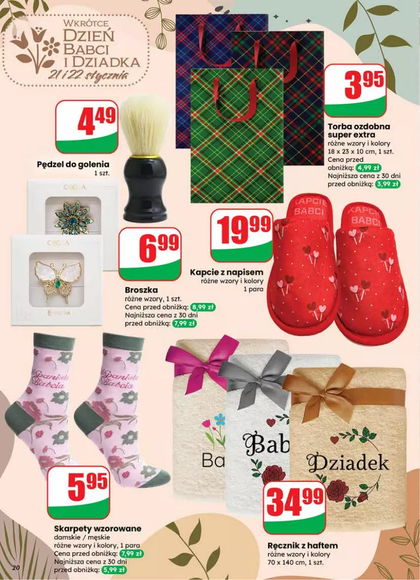 Gazetka promocyjna Dino - Gazetka 03 / 2026 - ważna 14.01 do 20.01.2026 - strona 20 - produkty: Kapcie, Karp, Ręcznik, Torba