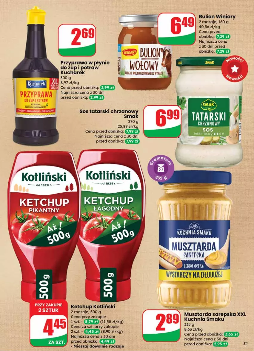 Gazetka promocyjna Dino - Gazetka 03 / 2026 - ważna 14.01 do 20.01.2026 - strona 31 - produkty: Bulion, Chrzan, Ketchup, Kucharek, Lion, Sos, Winiary