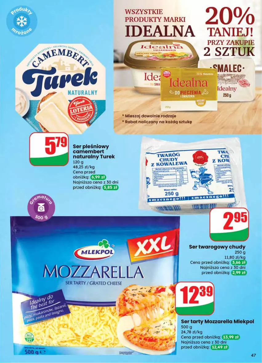 Gazetka promocyjna Dino - Gazetka 03 / 2026 - ważna 14.01 do 20.01.2026 - strona 47 - produkty: Camembert, Gra, Mozzarella, Ser, Ser pleśniowy, Ser twarogowy, Twaróg