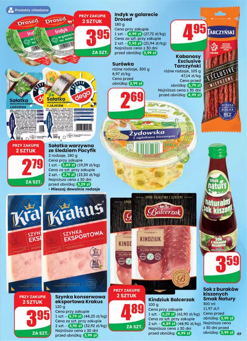 Gazetka promocyjna Dino - Gazetka 03 / 2026 - ważna 14.01 do 20.01.2026 - strona 49 - produkty: Gala, Kabanos, Krakus, Por, Sałat, Sałatka, Sałatka warzywna, Ser, Sport, Surówka, Szynka, Szynka konserwowa, Tarczyński