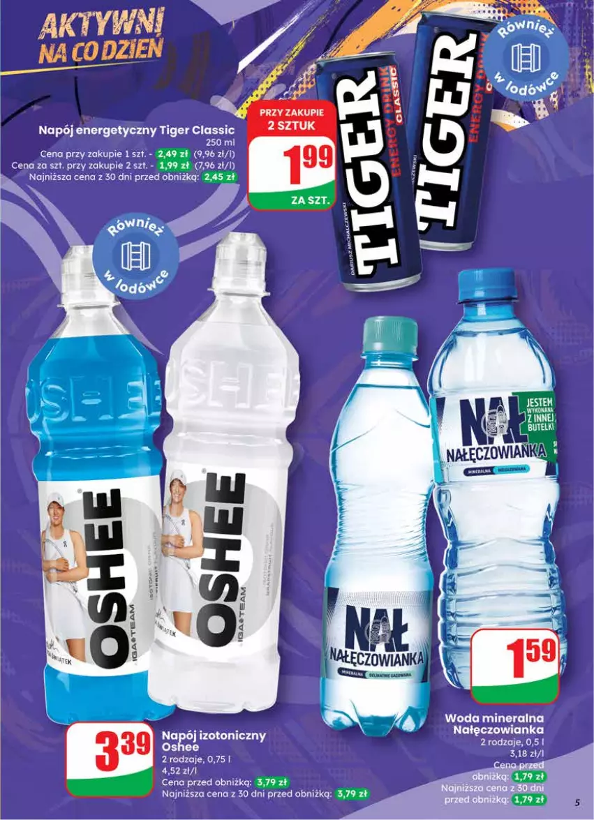 Gazetka promocyjna Dino - Gazetka 03 / 2026 - ważna 14.01 do 20.01.2026 - strona 5 - produkty: Nałęczowianka, Napój, Napój energetyczny, Oshee, Tiger