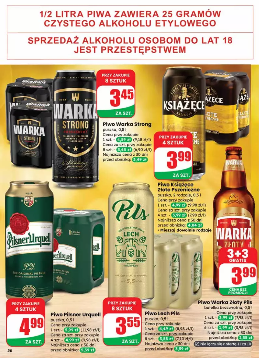 Gazetka promocyjna Dino - Gazetka 03 / 2026 - ważna 14.01 do 20.01.2026 - strona 56 - produkty: Fa, Gin, Książęce, Pilsner Urquell, Piwo, Warka