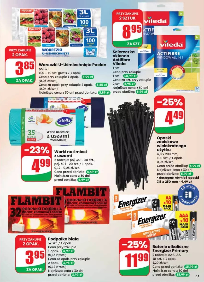 Gazetka promocyjna Dino - Gazetka 03 / 2026 - ważna 14.01 do 20.01.2026 - strona 61 - produkty: Baterie alkaliczne, Energizer, Gra, Prima, Rama, Vileda, Worki na śmiec, Worki na śmieci