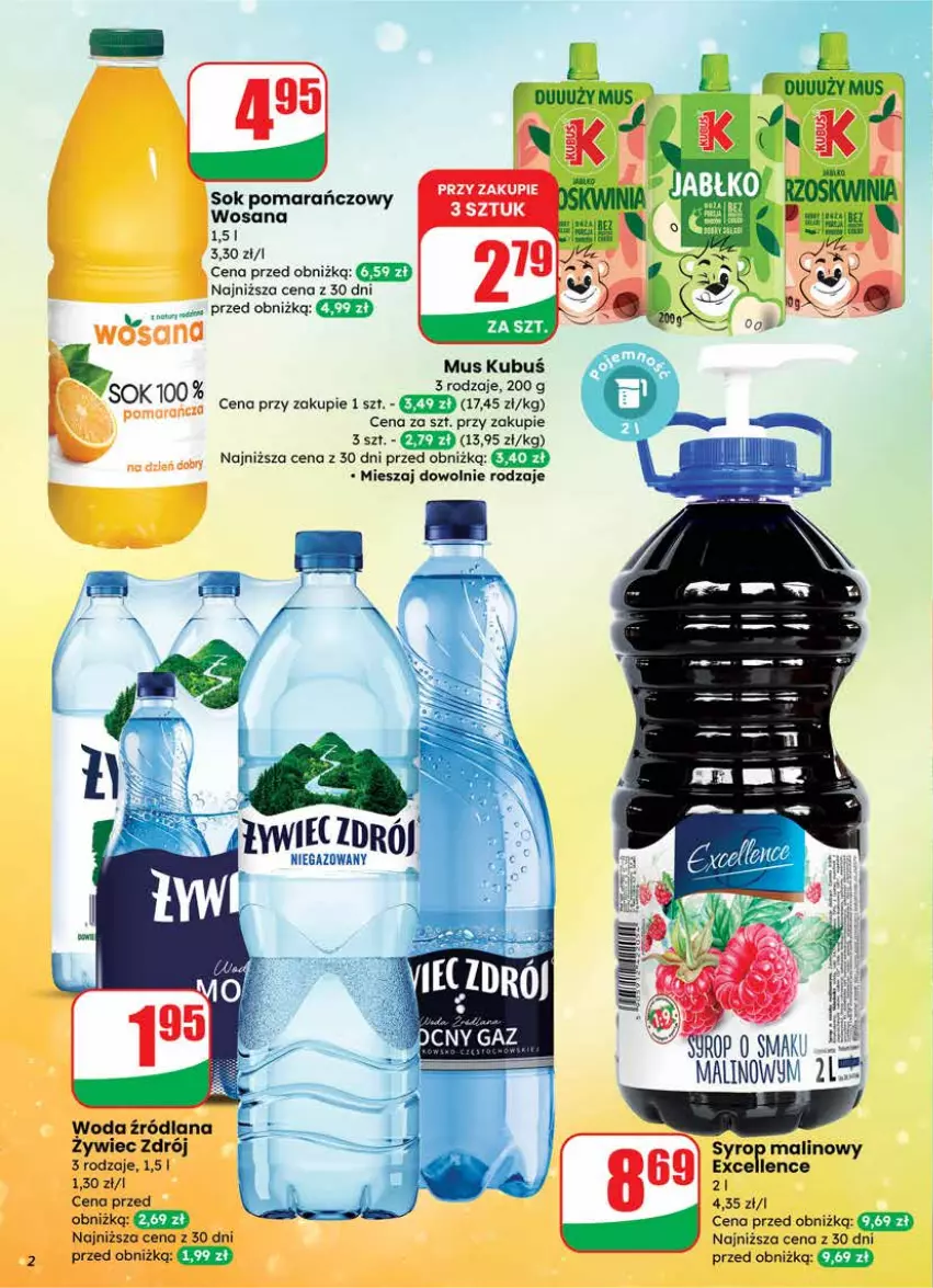 Gazetka promocyjna Dino - Gazetka 03 / 2026 - ważna 14.01 do 20.01.2026 - strona 62 - produkty: Kubuś, LANA, Mus, Sok, Sok pomarańczowy, Syrop, Woda, Wosana