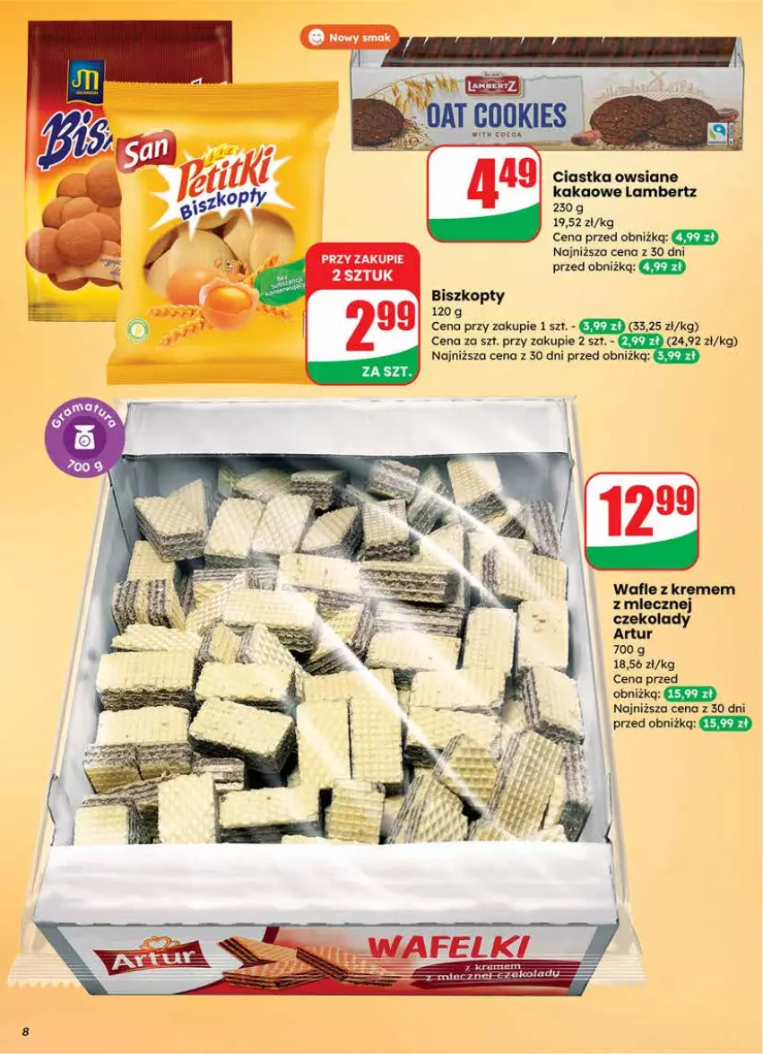 Gazetka promocyjna Dino - Gazetka 03 / 2026 - ważna 14.01 do 20.01.2026 - strona 68 - produkty: Artur, Biszkopty, Ciastka, Ciastka owsiane, Kakao, Miecz, Wafle