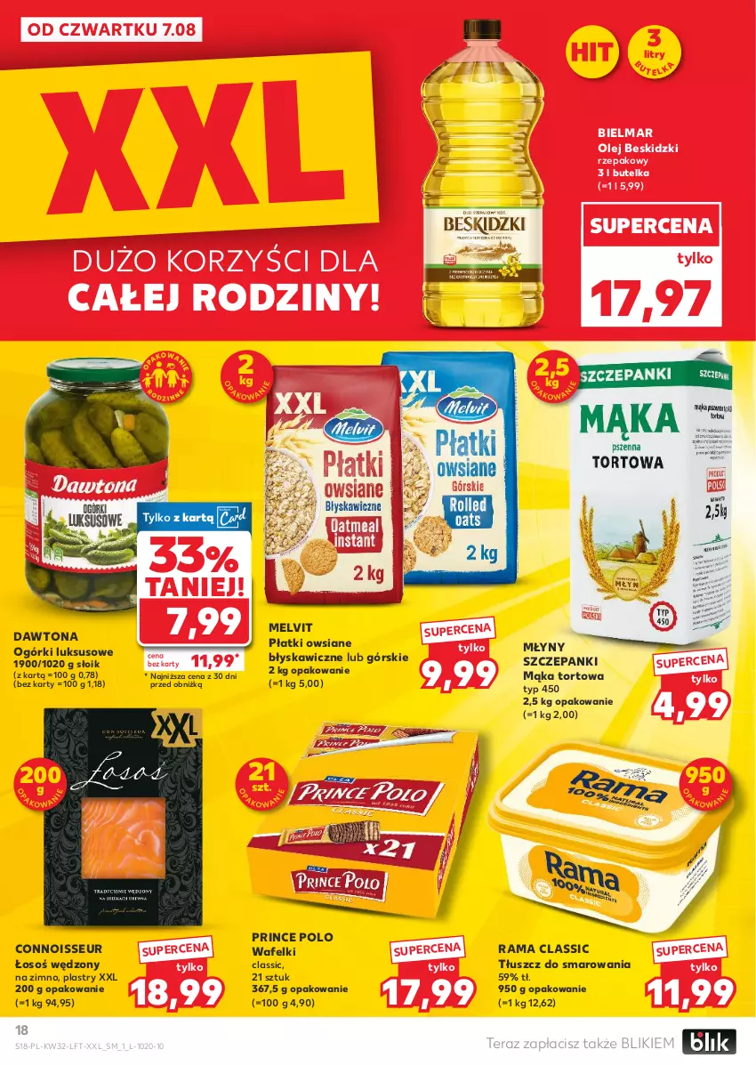Gazetka promocyjna Kaufland - Gazetka tygodnia - ważna 07.08 do 12.08.2025 - strona 18 - produkty: Beskidzki, Dawtona, Mąka, Mąka tortowa, Melvit, Olej, Płatki owsiane, Prince Polo, Rama, Tera