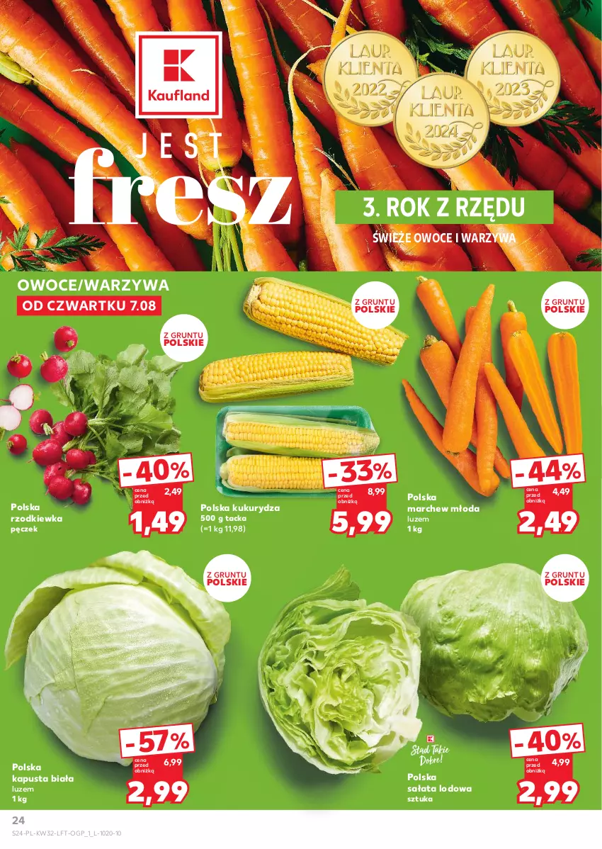 Gazetka promocyjna Kaufland - Gazetka tygodnia - ważna 07.08 do 12.08.2025 - strona 24 - produkty: Grunt, Kukurydza, Owoce, Rzodkiewka, Sałat, Sałata lodowa, Warzywa