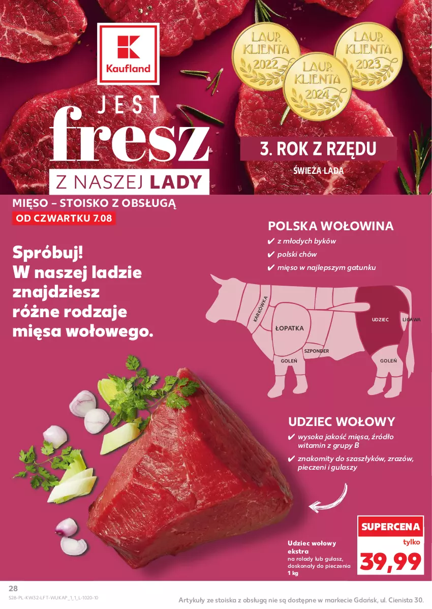 Gazetka promocyjna Kaufland - Gazetka tygodnia - ważna 07.08 do 12.08.2025 - strona 28 - produkty: Mięso, Piec, Sok, Udziec wołowy, Wołowina