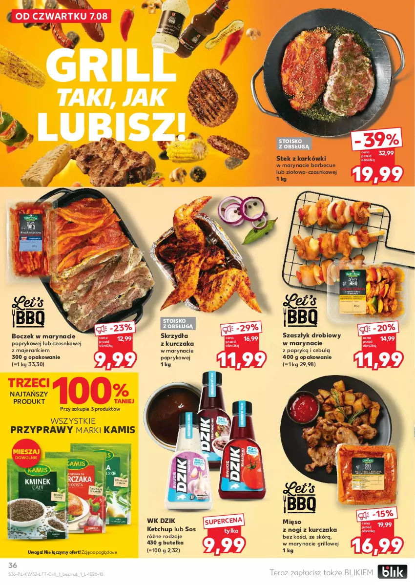 Gazetka promocyjna Kaufland - Gazetka tygodnia - ważna 07.08 do 12.08.2025 - strona 36 - produkty: Boczek, Grill, Kamis, Ketchup, Kurczak, Mięso, Przyprawy, Sos, Stek, Tera, Waga