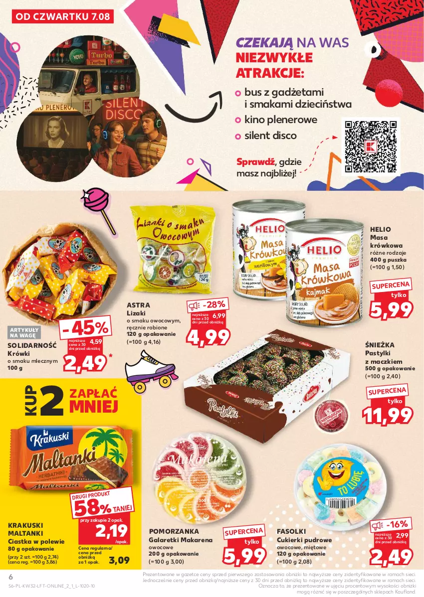Gazetka promocyjna Kaufland - Gazetka tygodnia - ważna 07.08 do 12.08.2025 - strona 6 - produkty: Ciastka, Cukier, Cukierki, Dzieci, Fa, Gala, Galaretki, Helio, JBL, Krakus, Krakuski, Lizaki, Masa krówkowa, Pastylki, Rama, Sok