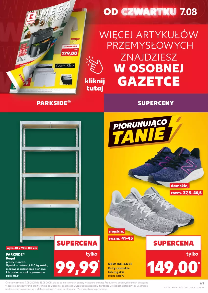 Gazetka promocyjna Kaufland - Gazetka tygodnia - ważna 07.08 do 12.08.2025 - strona 61 - produkty: Buty, Cynk, Parkside, Regał