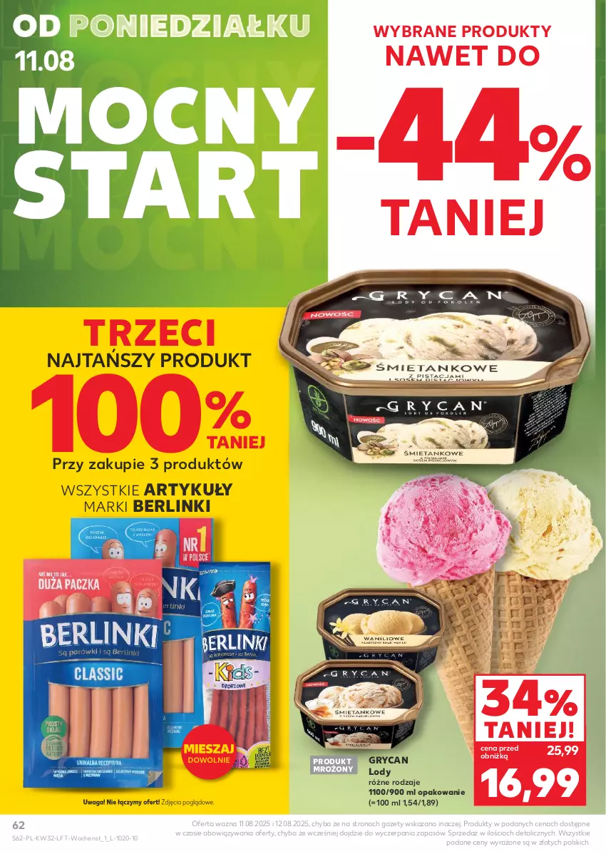 Gazetka promocyjna Kaufland - Gazetka tygodnia - ważna 07.08 do 12.08.2025 - strona 62 - produkty: Berlinki, Gry, Lody, Waga