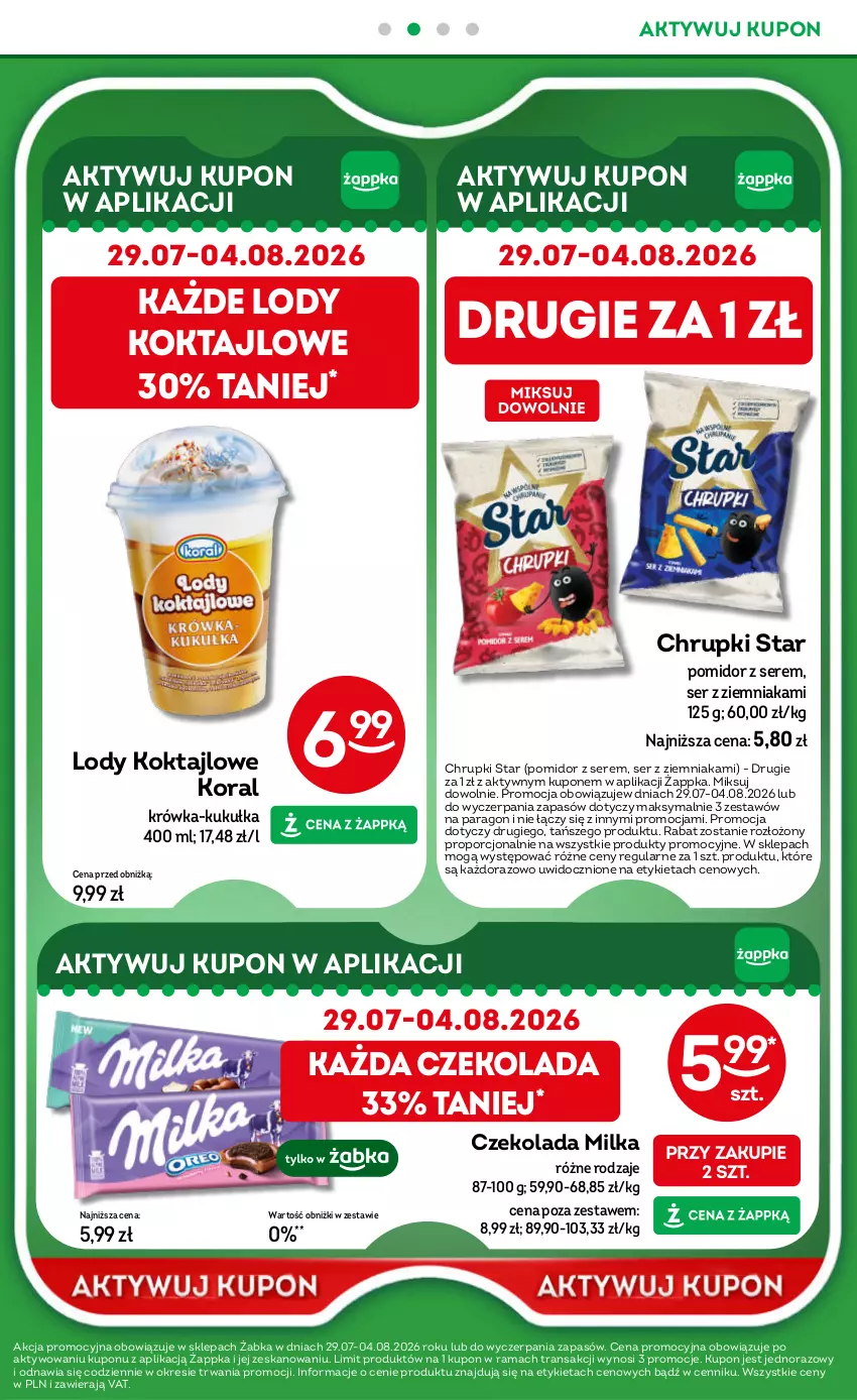 Gazetka promocyjna Żabka - gazetka-promocyjna-31-32-2026 - ważna 29.07 do 11.08.2026 - strona 37 - produkty: Chrupki, Czekolada, Lody, Milka, Por, Rama, Ser, Tran