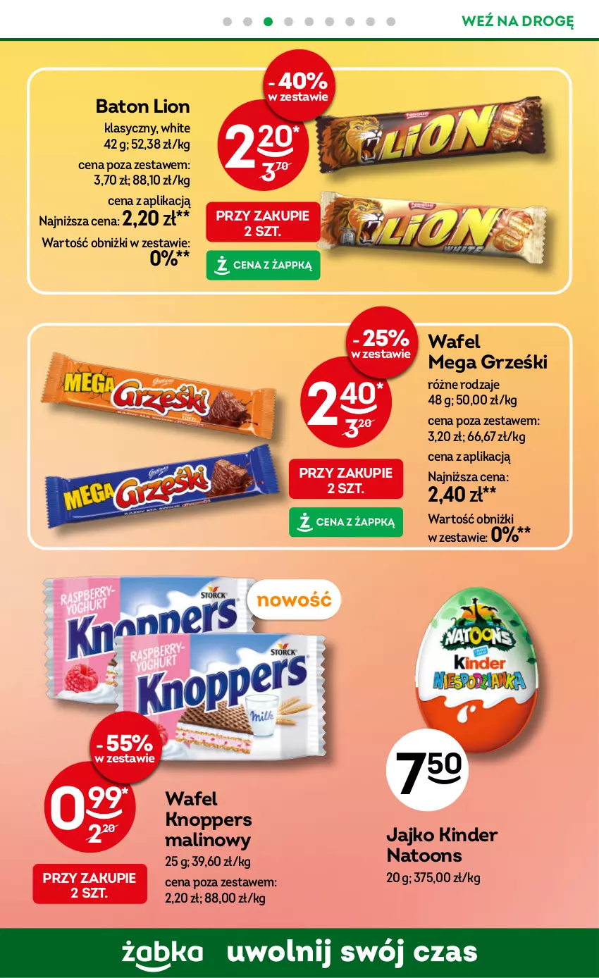 Gazetka promocyjna Żabka - gazetka-promocyjna-31-32-2026 - ważna 29.07 do 11.08.2026 - strona 72 - produkty: Baton, Grześki, Kinder, Knoppers, Lion