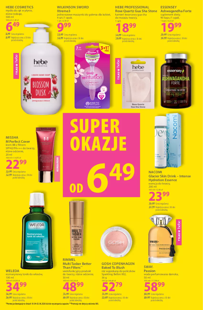 Gazetka promocyjna Hebe - Gazetka - ważna 11.05 do 26.05.2026 - strona 16 - produkty: Bell, Gosh, Hebe Cosmetics, Krem bb, MISSHA, Mydło, Nacomi, Perfum, Suplement diety, Tonik, Waga, Weleda, Wilkinson Sword, Woda, Woda perfumowana